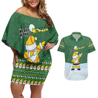 Merry Hitsmas Christmas Yall Christmas Couples Matching Off Shoulder Short Dress and Hawaiian Shirt Xmas Holiday Patterns - Wonder Print Shop