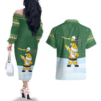 Merry Hitsmas Christmas Yall Christmas Couples Matching Off The Shoulder Long Sleeve Dress and Hawaiian Shirt Xmas Holiday Patterns - Wonder Print Shop