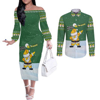 Merry Hitsmas Christmas Yall Christmas Couples Matching Off The Shoulder Long Sleeve Dress and Long Sleeve Button Shirt Xmas Holiday Patterns - Wonder Print Shop