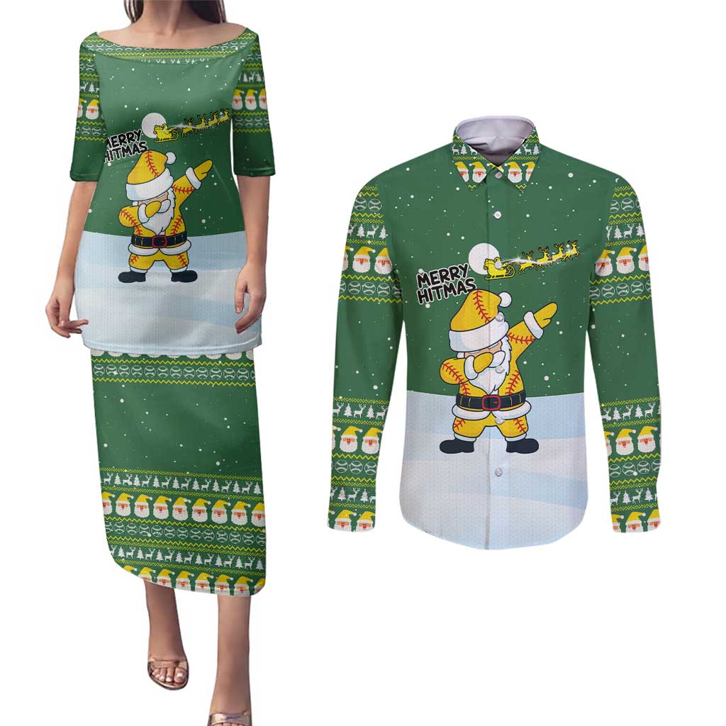 Merry Hitsmas Christmas Yall Christmas Couples Matching Puletasi and Long Sleeve Button Shirt Xmas Holiday Patterns - Wonder Print Shop