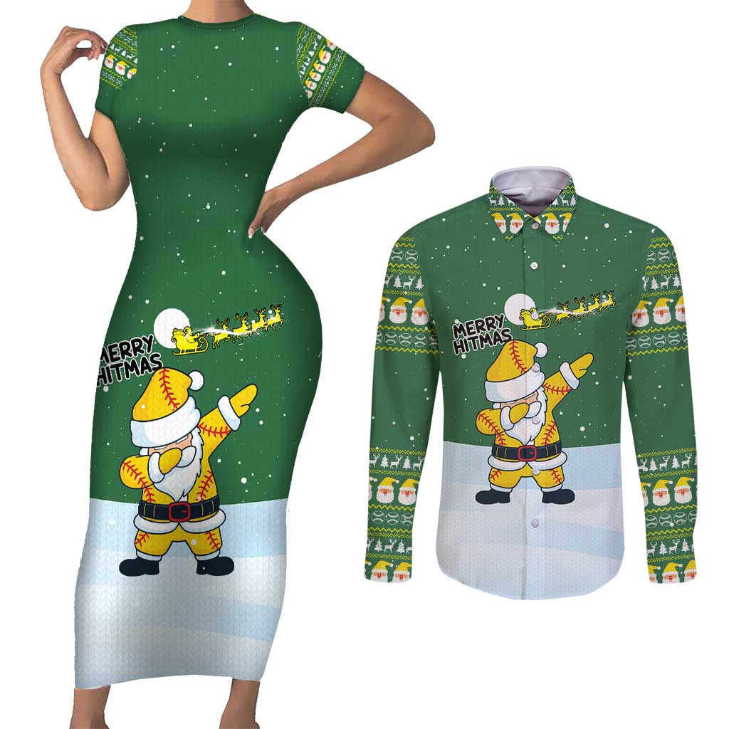 Merry Hitsmas Christmas Yall Christmas Couples Matching Short Sleeve Bodycon Dress and Long Sleeve Button Shirt Xmas Holiday Patterns - Wonder Print Shop