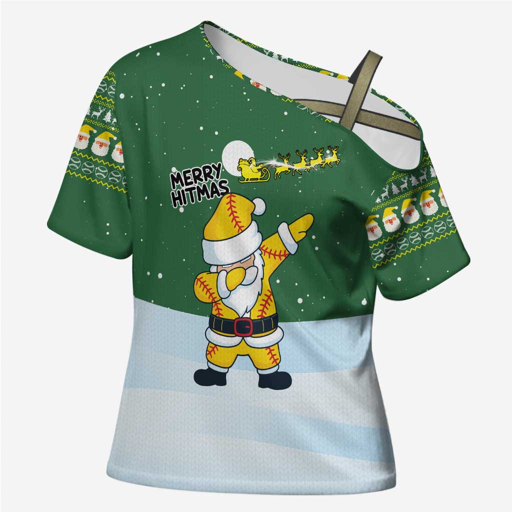 Merry Hitsmas Christmas Yall Christmas Cross Shoulder Shirt Xmas Holiday Patterns - Wonder Print Shop