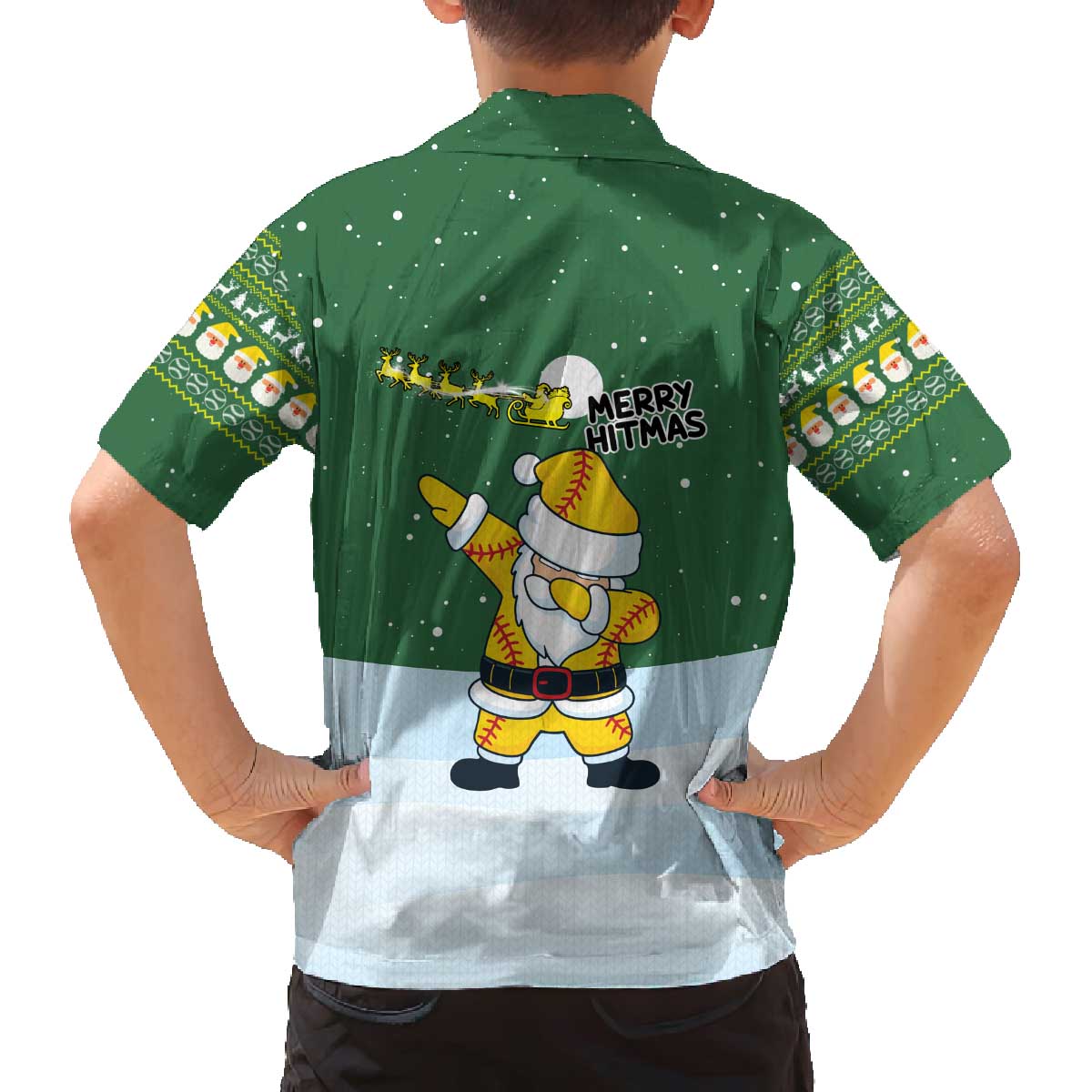 Merry Hitsmas Christmas Yall Christmas Family Matching Off The Shoulder Long Sleeve Dress and Hawaiian Shirt Xmas Holiday Patterns - Wonder Print Shop