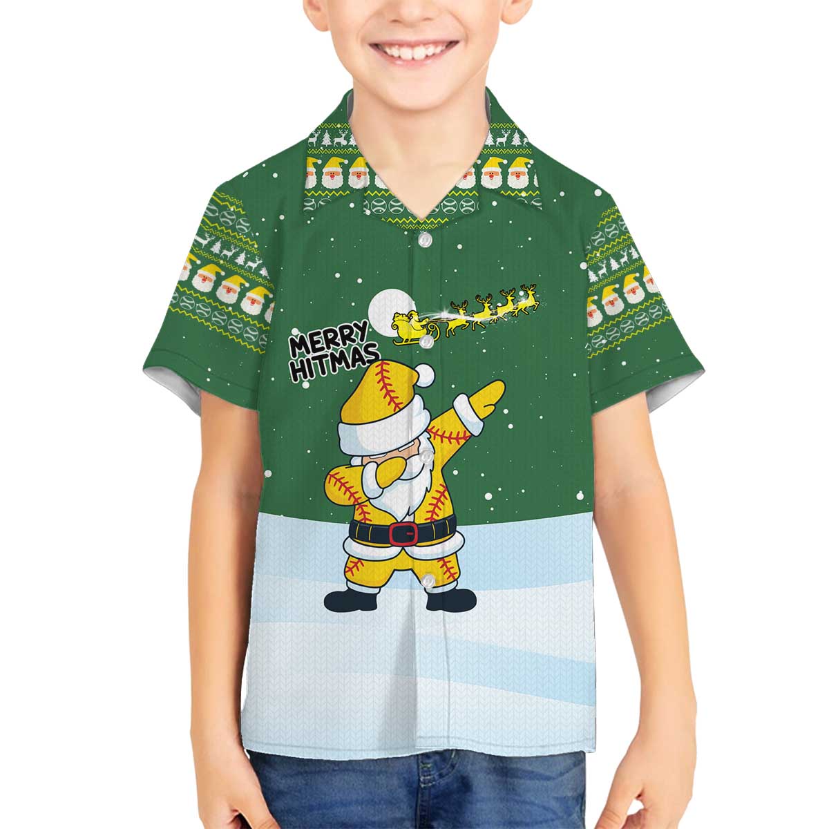 Merry Hitsmas Christmas Yall Christmas Family Matching Off The Shoulder Long Sleeve Dress and Hawaiian Shirt Xmas Holiday Patterns - Wonder Print Shop