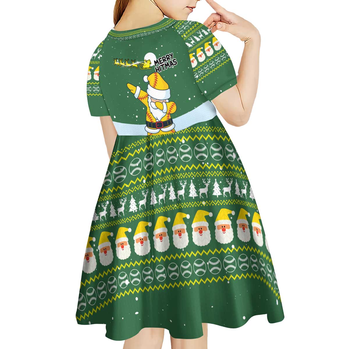 Merry Hitsmas Christmas Yall Christmas Kid Short Sleeve Dress Xmas Holiday Patterns - Wonder Print Shop