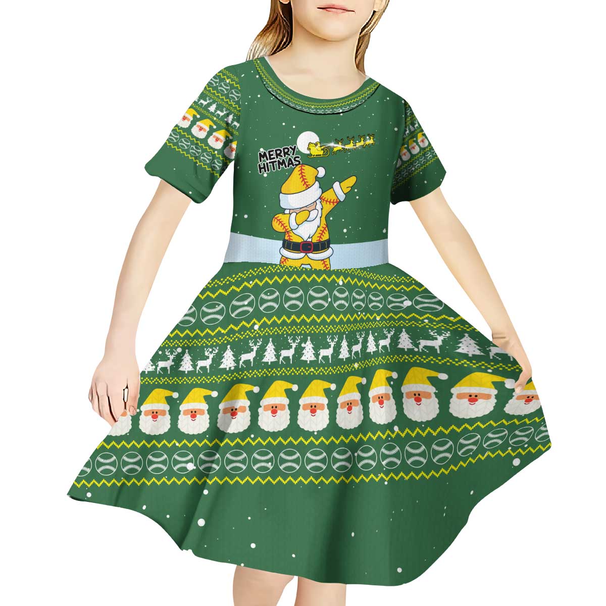 Merry Hitsmas Christmas Yall Christmas Kid Short Sleeve Dress Xmas Holiday Patterns - Wonder Print Shop