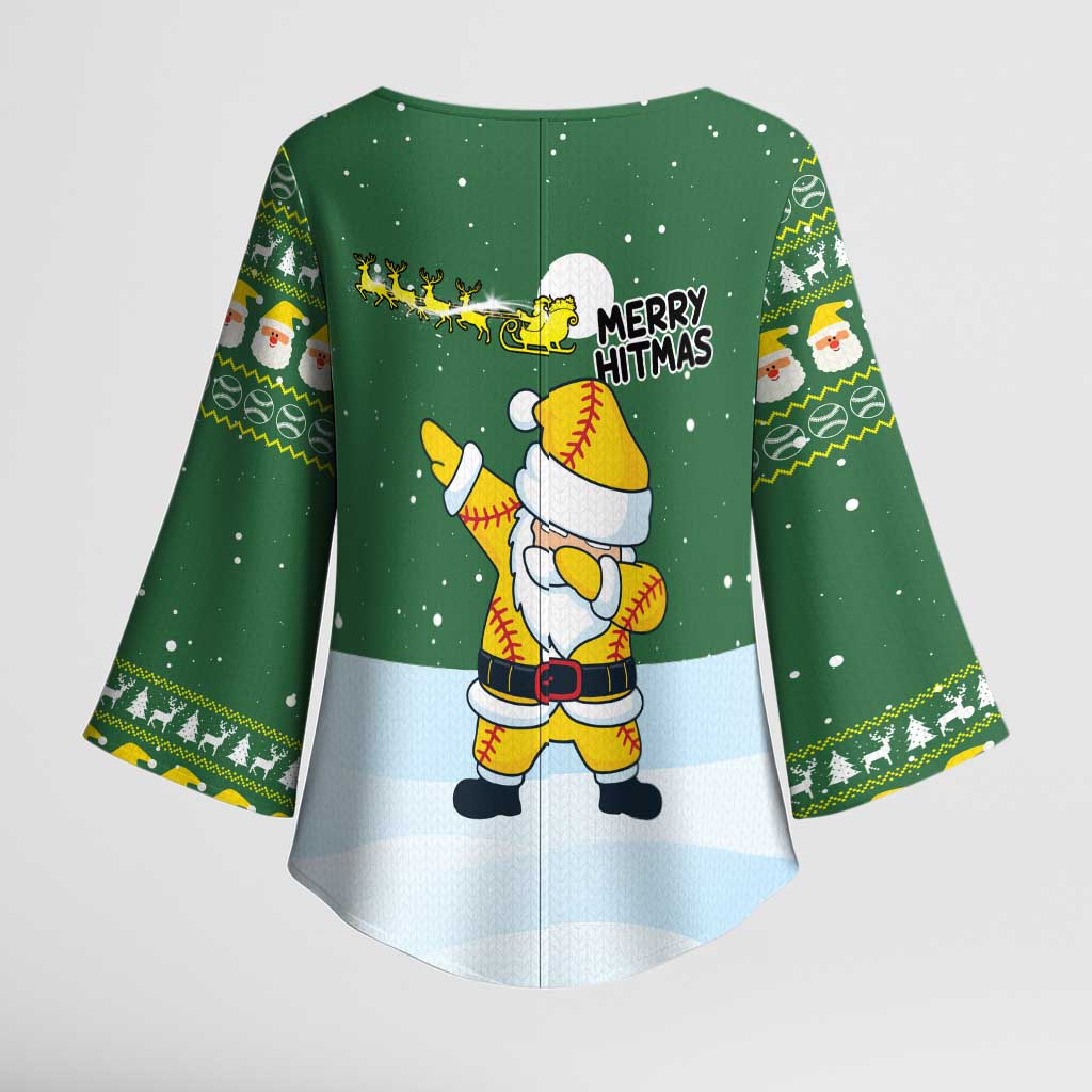 Merry Hitsmas Christmas Yall Christmas Kimono Sleeve Blouse Xmas Holiday Patterns - Wonder Print Shop