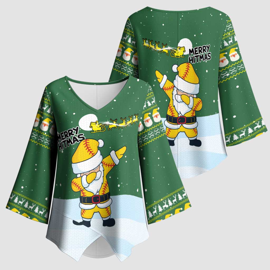 Merry Hitsmas Christmas Yall Christmas Kimono Sleeve Blouse Xmas Holiday Patterns - Wonder Print Shop