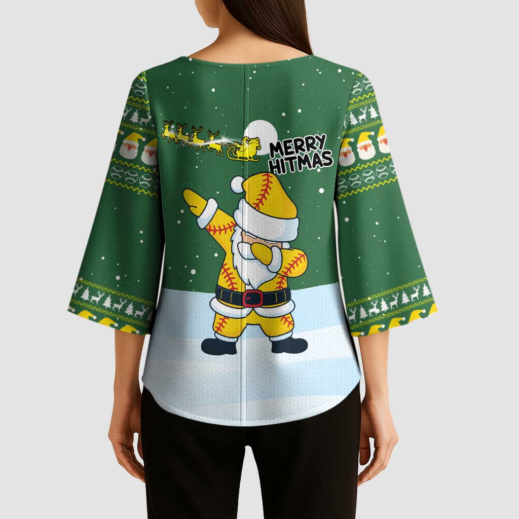 Merry Hitsmas Christmas Yall Christmas Kimono Sleeve Blouse Xmas Holiday Patterns - Wonder Print Shop