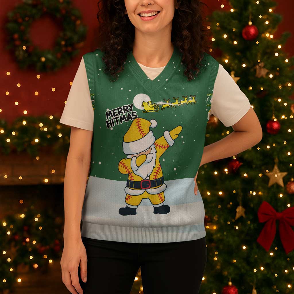 Merry Hitsmas Christmas Yall Christmas Knitted V-Neck Vest Xmas Holiday Patterns - Wonder Print Shop