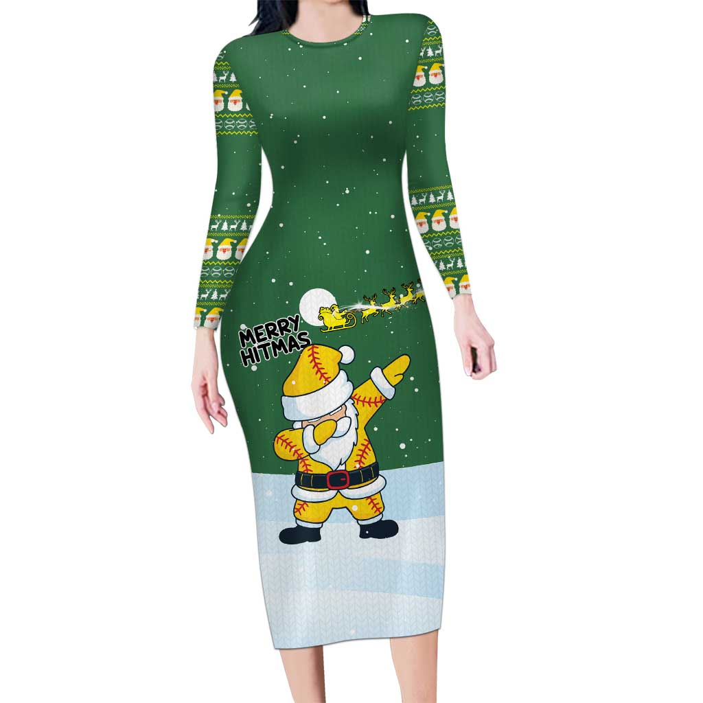 Merry Hitsmas Christmas Yall Christmas Long Sleeve Bodycon Dress Xmas Holiday Patterns - Wonder Print Shop