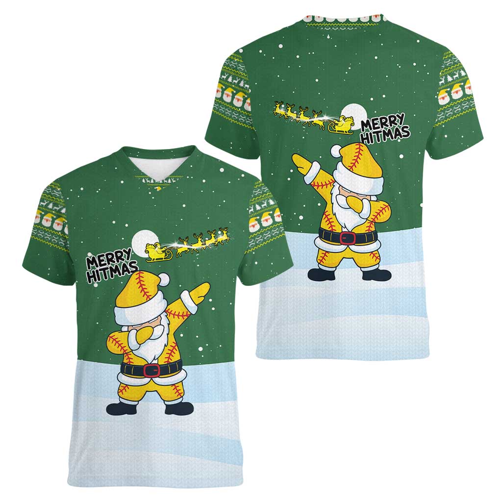 Merry Hitsmas Christmas Yall Christmas Women V-Neck T-Shirt Xmas Holiday Patterns - Wonder Print Shop
