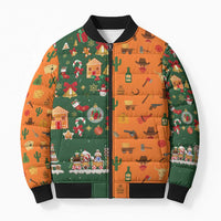 Merry Kiss My Texas Christmas Bomber Puffer Jacket Xmas Holiday Patterns - Wonder Print Shop