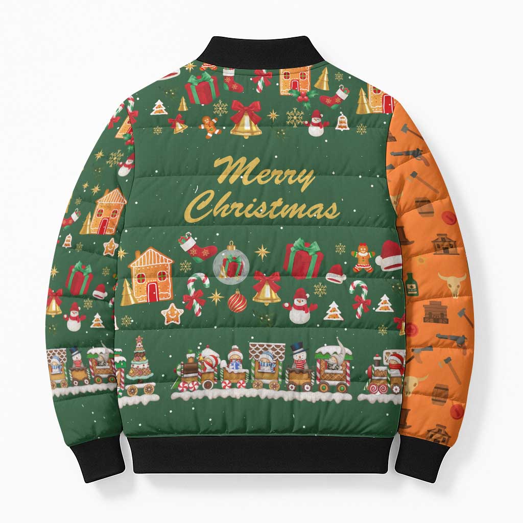 Merry Kiss My Texas Christmas Bomber Puffer Jacket Xmas Holiday Patterns - Wonder Print Shop