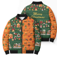 Merry Kiss My Texas Christmas Bomber Puffer Jacket Xmas Holiday Patterns - Wonder Print Shop