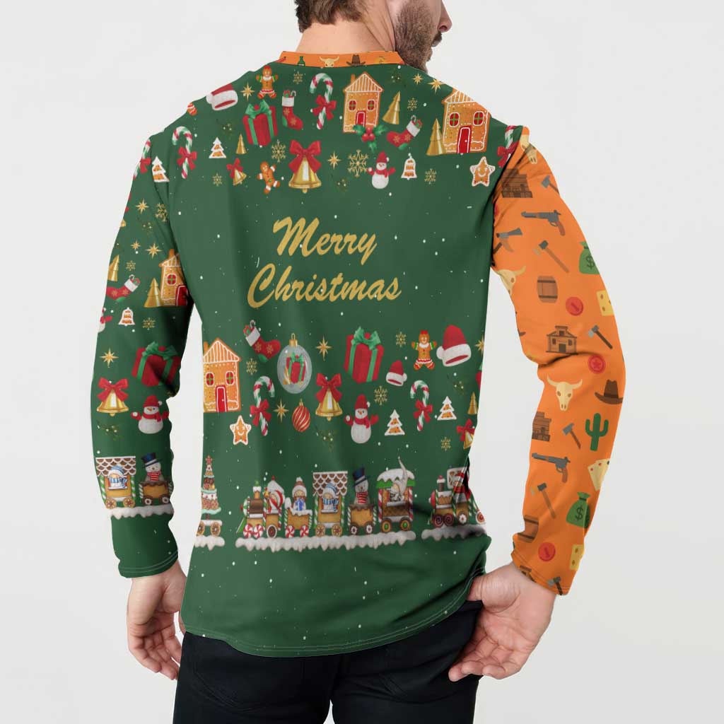 Merry Kiss My Texas Christmas Button Sweatshirt Xmas Holiday Patterns - Wonder Print Shop