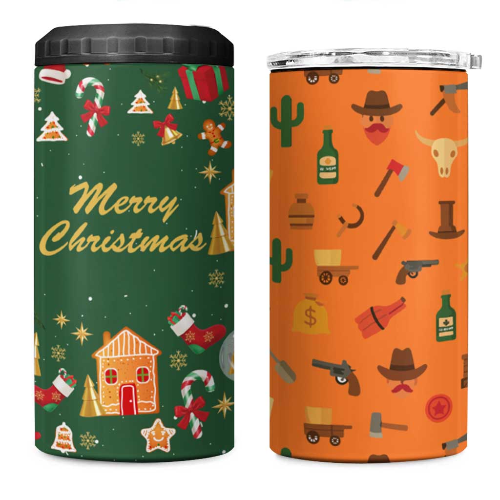 Merry Kiss My Texas Christmas 4 in 1 Can Cooler Tumbler Xmas Holiday Patterns - Wonder Print Shop