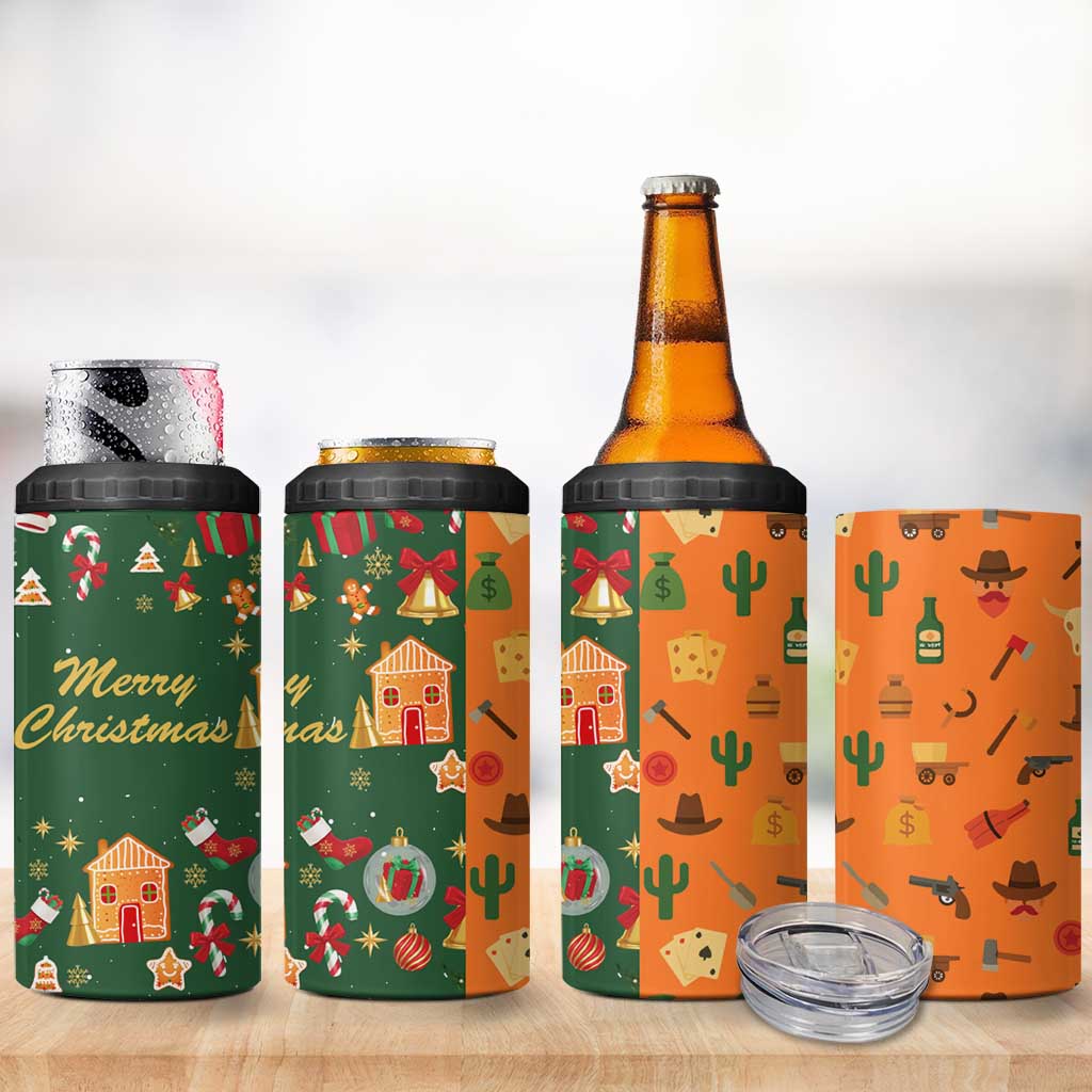 Merry Kiss My Texas Christmas 4 in 1 Can Cooler Tumbler Xmas Holiday Patterns - Wonder Print Shop