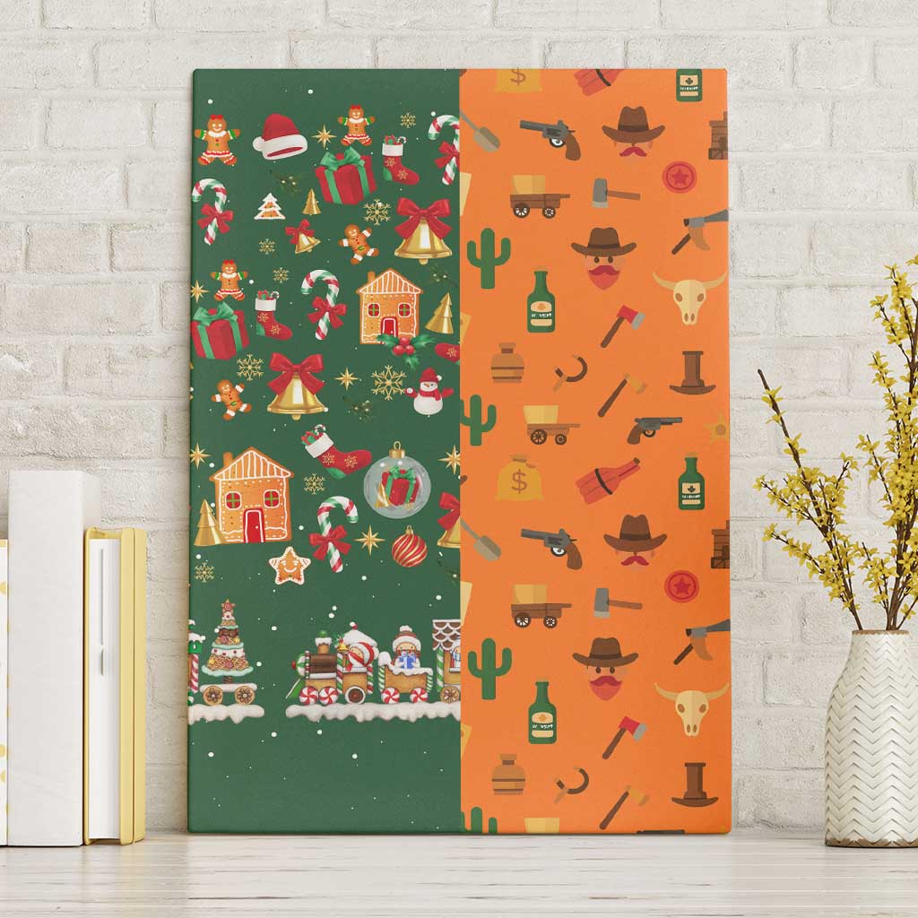 Merry Kiss My Texas Christmas Canvas Wall Art Xmas Holiday Patterns - Wonder Print Shop