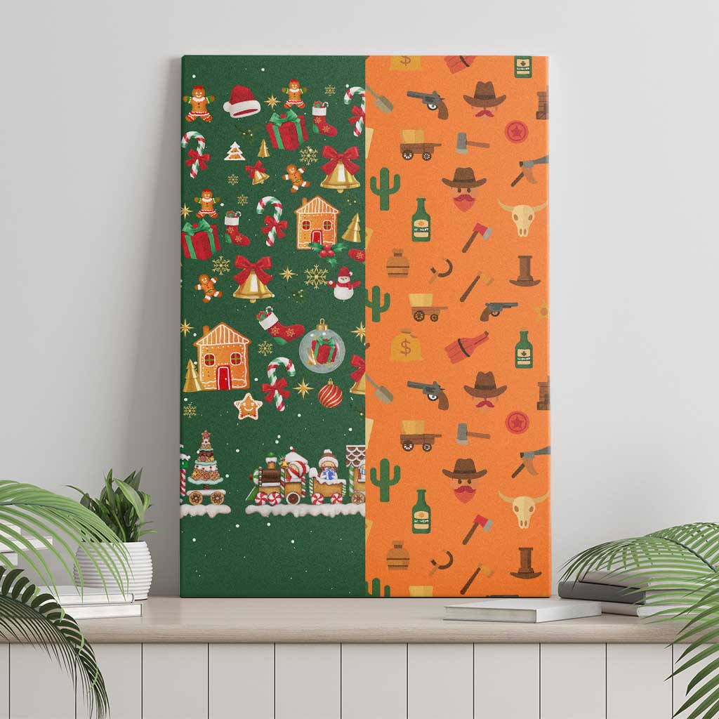 Merry Kiss My Texas Christmas Canvas Wall Art Xmas Holiday Patterns - Wonder Print Shop