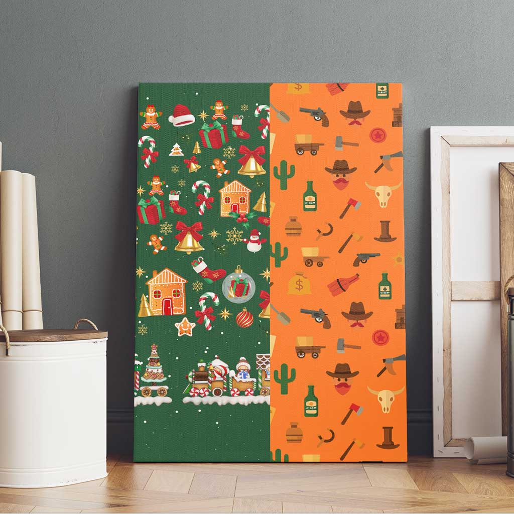 Merry Kiss My Texas Christmas Canvas Wall Art Xmas Holiday Patterns - Wonder Print Shop