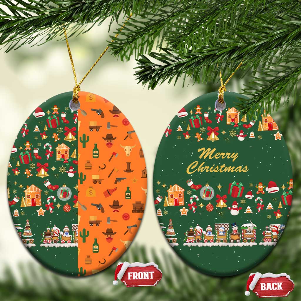 Merry Kiss My Texas Christmas Ceramic Ornament Xmas Holiday Patterns - Wonder Print Shop