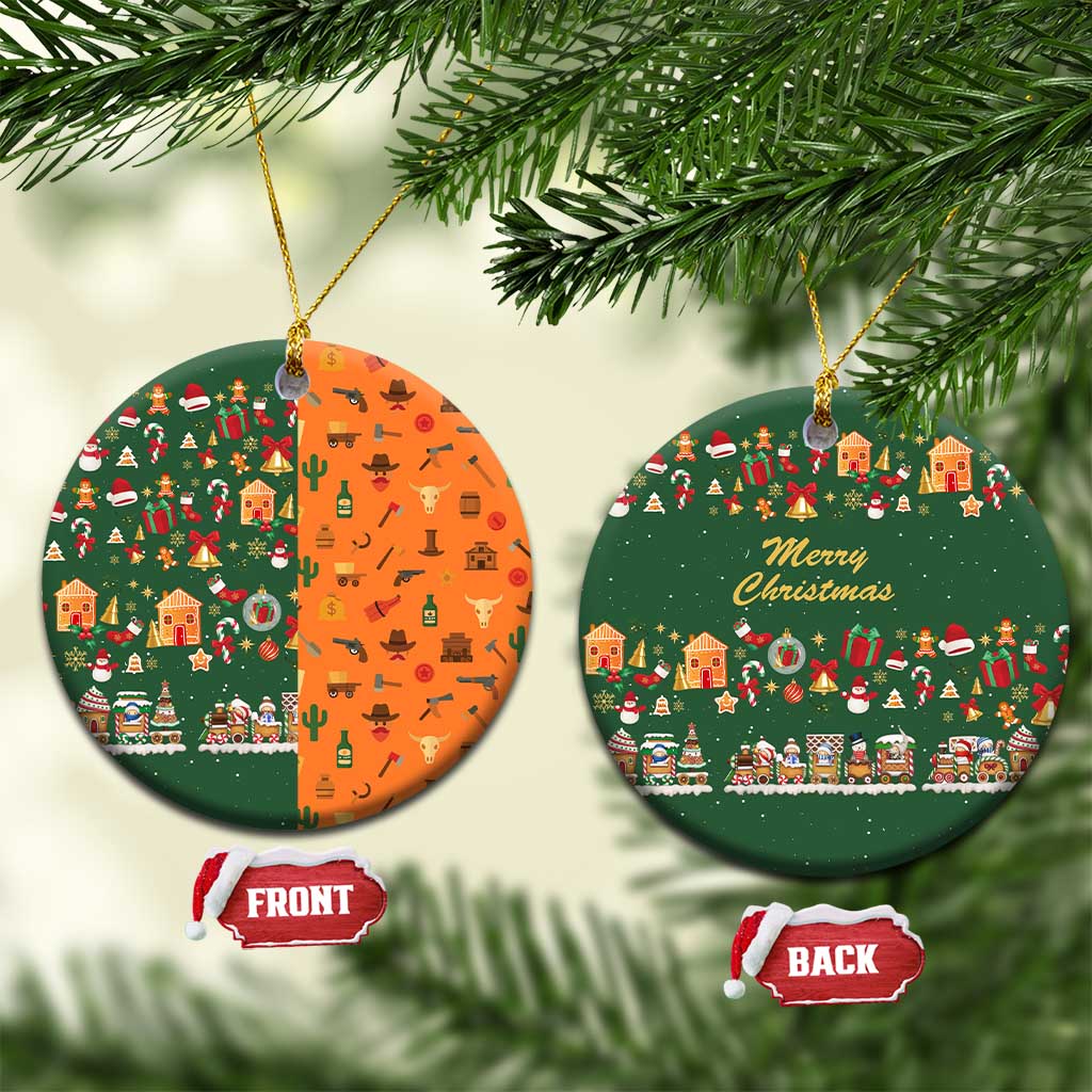 Merry Kiss My Texas Christmas Ceramic Ornament Xmas Holiday Patterns - Wonder Print Shop