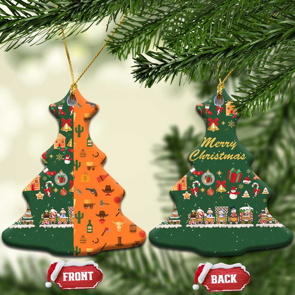 Merry Kiss My Texas Christmas Ceramic Ornament Xmas Holiday Patterns - Wonder Print Shop