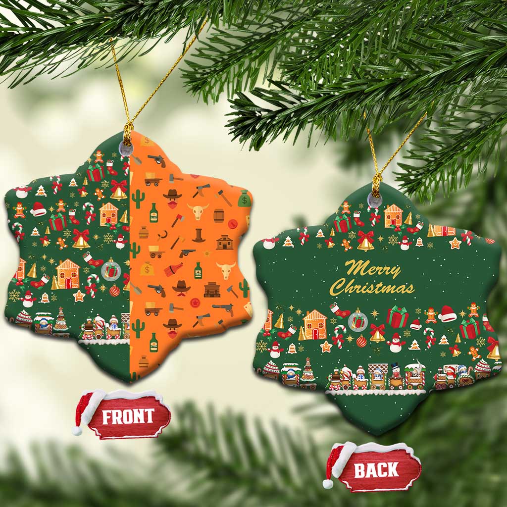 Merry Kiss My Texas Christmas Ceramic Ornament Xmas Holiday Patterns - Wonder Print Shop