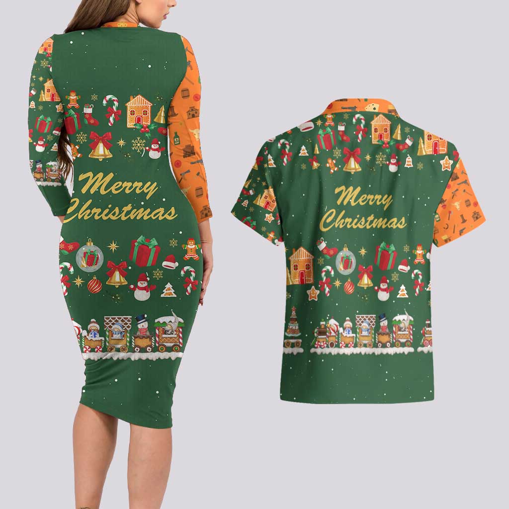 Merry Kiss My Texas Christmas Couples Matching Long Sleeve Bodycon Dress and Hawaiian Shirt Xmas Holiday Patterns - Wonder Print Shop