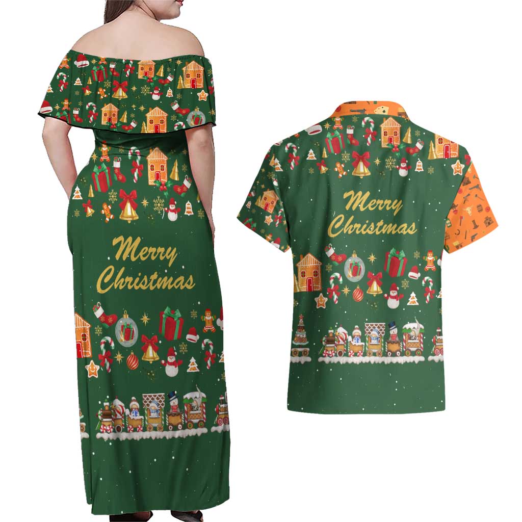 Merry Kiss My Texas Christmas Couples Matching Off Shoulder Maxi Dress and Hawaiian Shirt Xmas Holiday Patterns - Wonder Print Shop