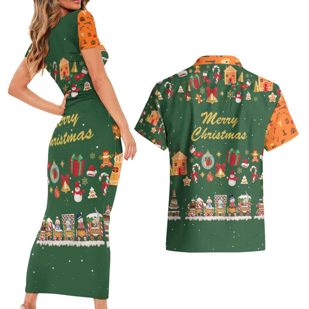 Merry Kiss My Texas Christmas Couples Matching Short Sleeve Bodycon Dress and Hawaiian Shirt Xmas Holiday Patterns - Wonder Print Shop