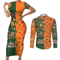 Merry Kiss My Texas Christmas Couples Matching Short Sleeve Bodycon Dress and Long Sleeve Button Shirt Xmas Holiday Patterns - Wonder Print Shop