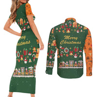 Merry Kiss My Texas Christmas Couples Matching Short Sleeve Bodycon Dress and Long Sleeve Button Shirt Xmas Holiday Patterns - Wonder Print Shop