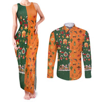 Merry Kiss My Texas Christmas Couples Matching Tank Maxi Dress and Long Sleeve Button Shirt Xmas Holiday Patterns - Wonder Print Shop