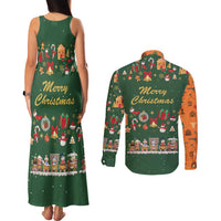 Merry Kiss My Texas Christmas Couples Matching Tank Maxi Dress and Long Sleeve Button Shirt Xmas Holiday Patterns - Wonder Print Shop