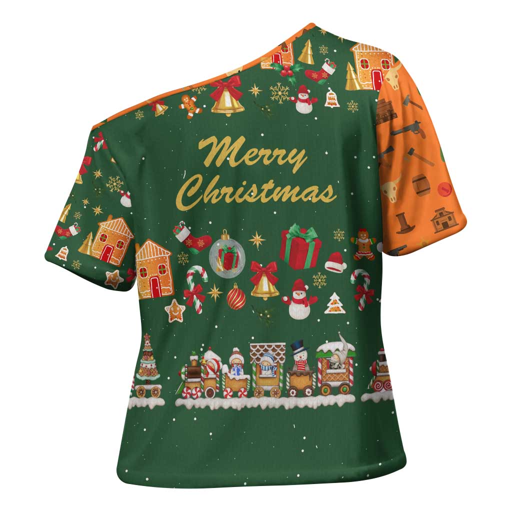 Merry Kiss My Texas Christmas Cross Shoulder Shirt Xmas Holiday Patterns - Wonder Print Shop