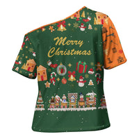 Merry Kiss My Texas Christmas Cross Shoulder Shirt Xmas Holiday Patterns - Wonder Print Shop