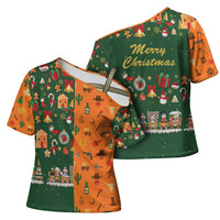 Merry Kiss My Texas Christmas Cross Shoulder Shirt Xmas Holiday Patterns - Wonder Print Shop