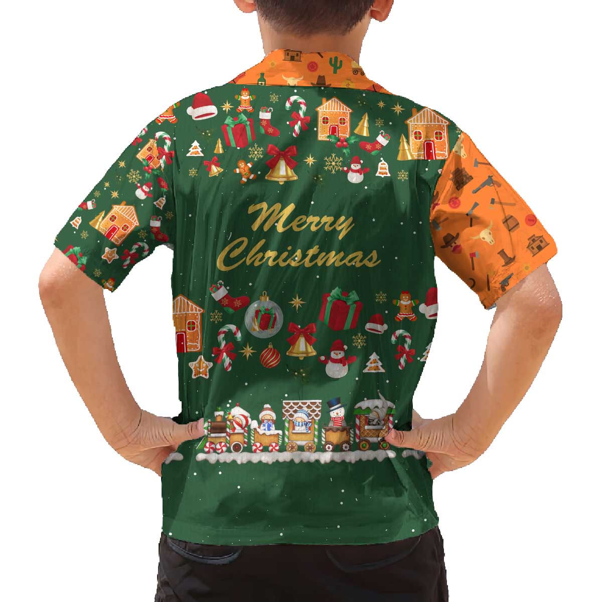 Merry Kiss My Texas Christmas Family Matching Off The Shoulder Long Sleeve Dress and Hawaiian Shirt Xmas Holiday Patterns - Wonder Print Shop