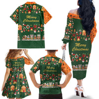 Merry Kiss My Texas Christmas Family Matching Off The Shoulder Long Sleeve Dress and Hawaiian Shirt Xmas Holiday Patterns - Wonder Print Shop