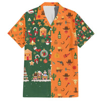 Merry Kiss My Texas Christmas Family Matching Off The Shoulder Long Sleeve Dress and Hawaiian Shirt Xmas Holiday Patterns - Wonder Print Shop