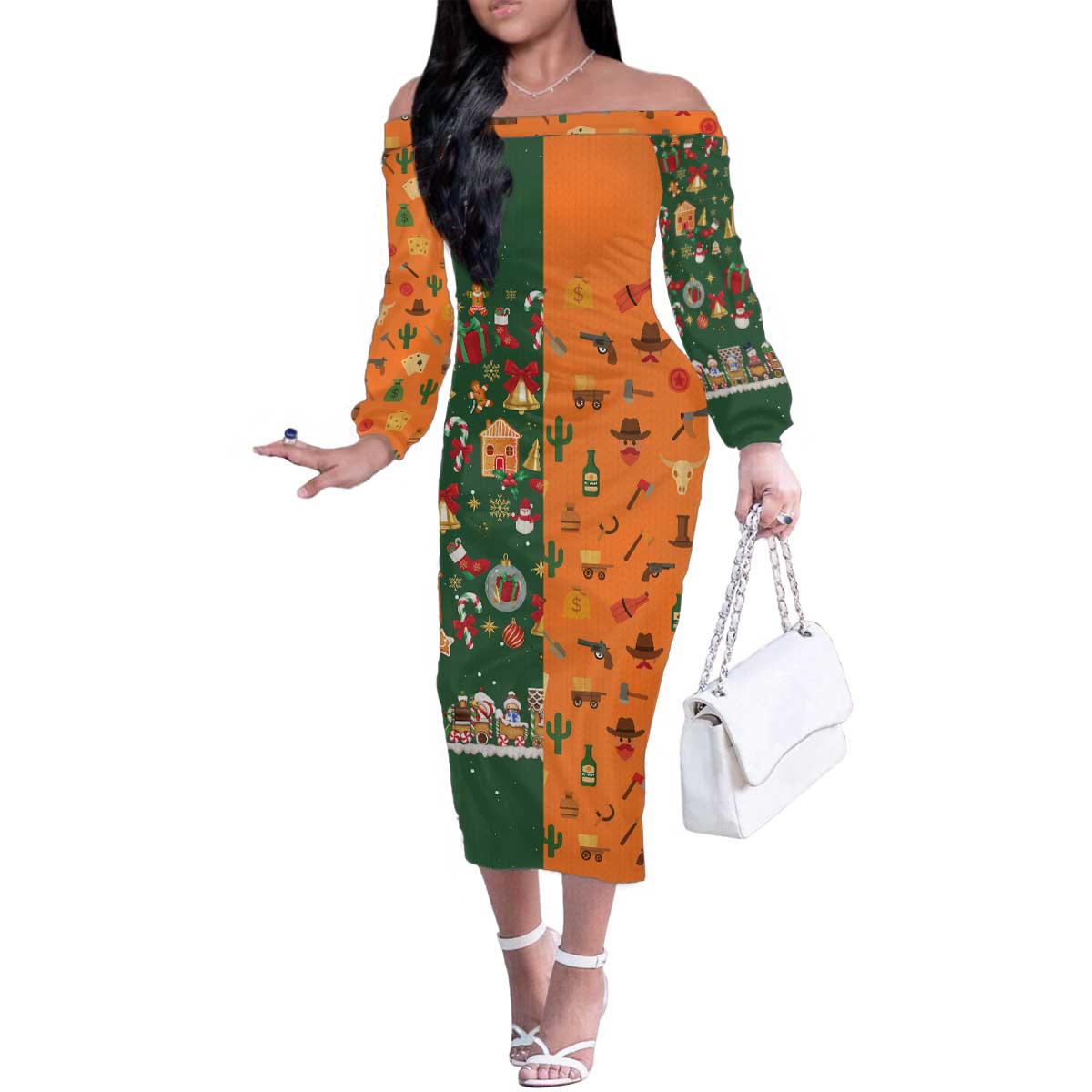 Merry Kiss My Texas Christmas Family Matching Off The Shoulder Long Sleeve Dress and Hawaiian Shirt Xmas Holiday Patterns - Wonder Print Shop