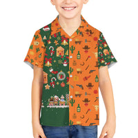 Merry Kiss My Texas Christmas Family Matching Off The Shoulder Long Sleeve Dress and Hawaiian Shirt Xmas Holiday Patterns - Wonder Print Shop