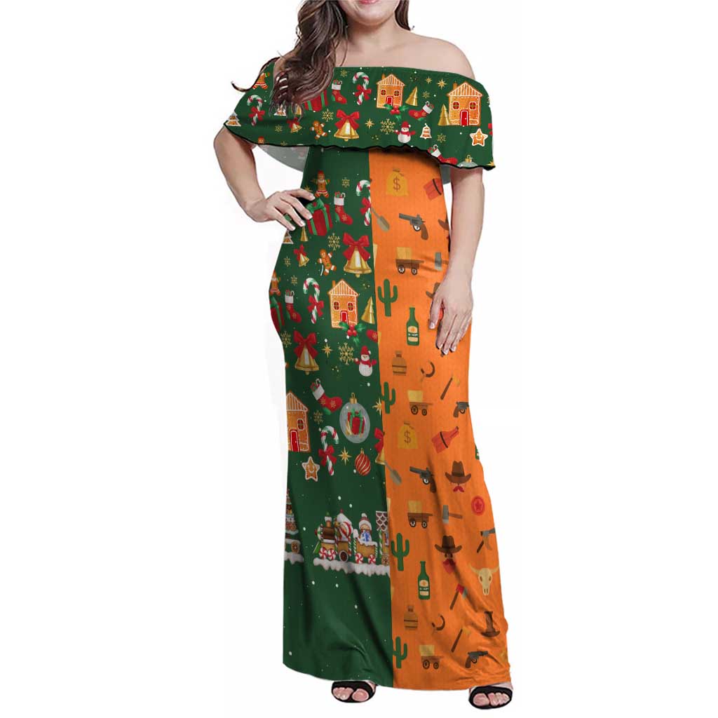 Merry Kiss My Texas Christmas Family Matching Off Shoulder Maxi Dress and Hawaiian Shirt Xmas Holiday Patterns - Wonder Print Shop