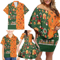 Merry Kiss My Texas Christmas Family Matching Off Shoulder Short Dress and Hawaiian Shirt Xmas Holiday Patterns - Wonder Print Shop