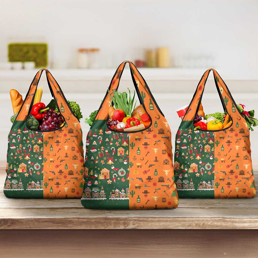 Merry Kiss My Texas Christmas Grocery Bag Xmas Holiday Patterns - Wonder Print Shop