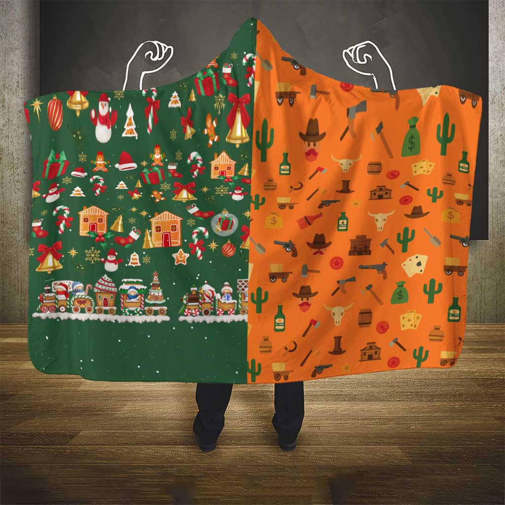 Merry Kiss My Texas Christmas Hooded Blanket Xmas Holiday Patterns - Wonder Print Shop