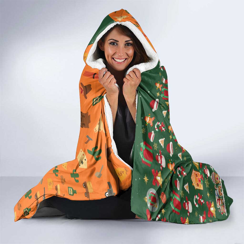 Merry Kiss My Texas Christmas Hooded Blanket Xmas Holiday Patterns - Wonder Print Shop