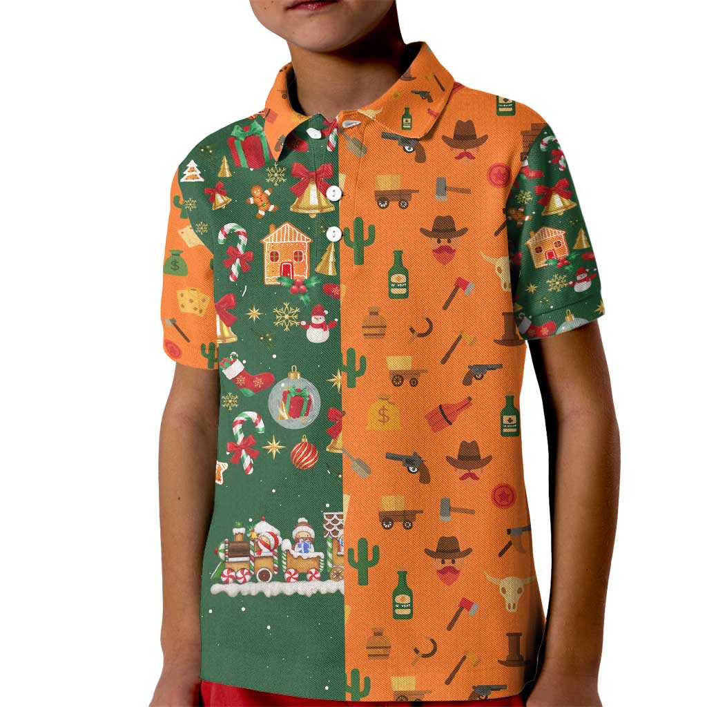 Merry Kiss My Texas Christmas Kid Polo Shirt Xmas Holiday Patterns - Wonder Print Shop
